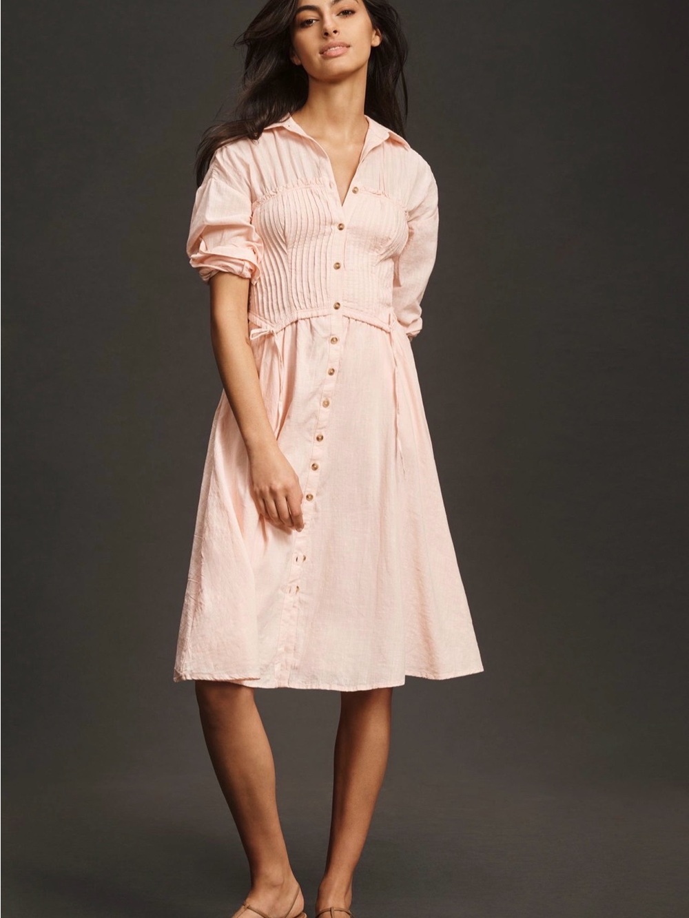 Anthropologie Pilcro Corset Midi Shirt Dress